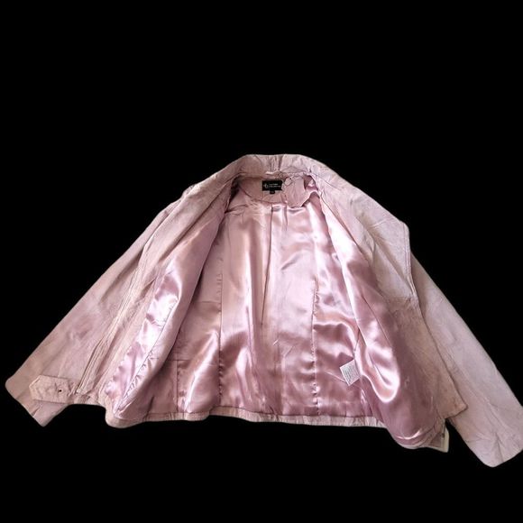 Lg Genuine leather pink suede motorcycle jacket - Picture 5 of 8